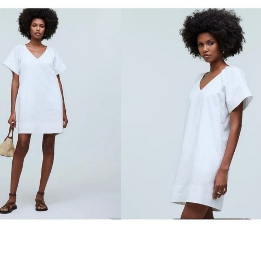 Madewell V-Neck Mini Shirtdress in White NP093 Size XS NP093 NWT